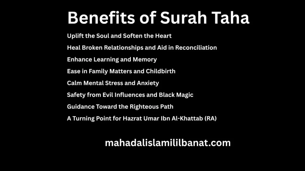 Benefits of Surah Taha